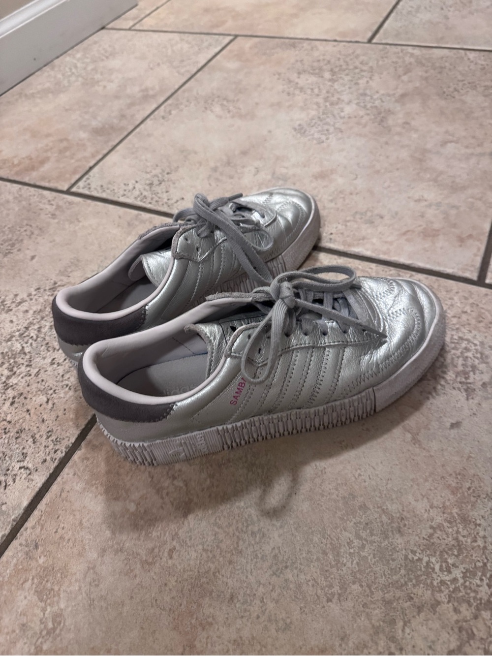 adidas Silver Metallic Low-Top Platform Sneakers